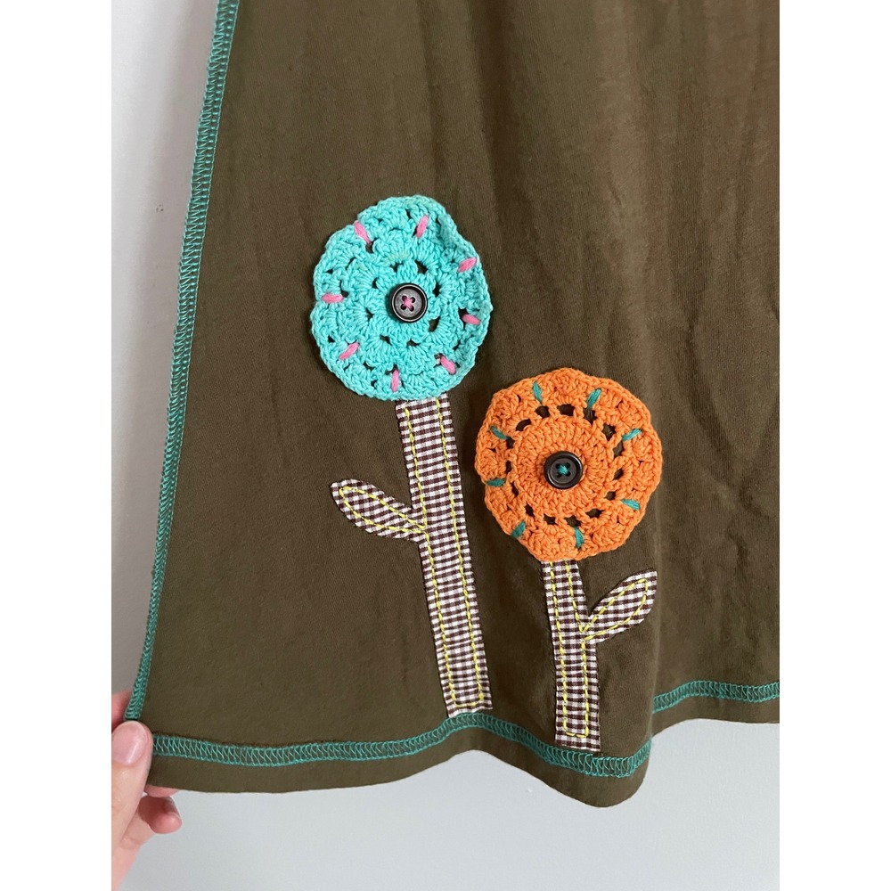 Natural Life Mini Skirt Womens S/M Olive Green Crochet Flower Boho Cottagecore